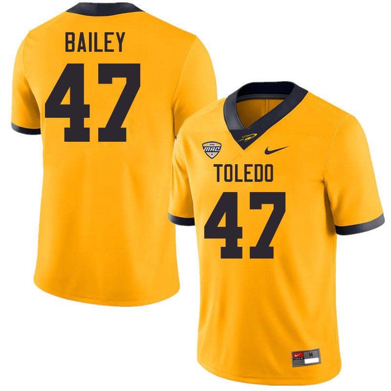 Toledo Rockets #47 Matthew Bailey College Football Jerseys Stitched Sale-Gold